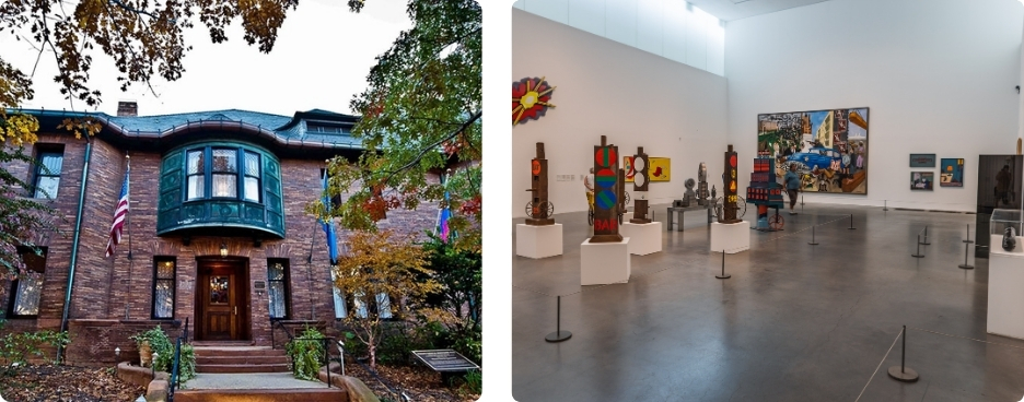 Exterior and interior views of the Whittemore House Gallery